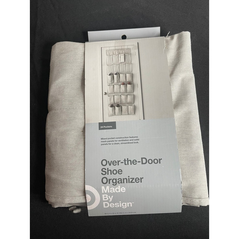Made By Design Over the Door Shoe Organizer 24 Pocket Beige 64x22in 002051539